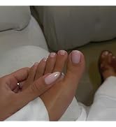 KQueenest 48 Pcs All Light Pink Press on Nails Medium Almond & Press on Toenails for Women with P...