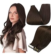 Full Shine Tape in Hair Extensions Remy Human Hair Invisible Skin Weft Color 2 Dark Brown Tape Ha...