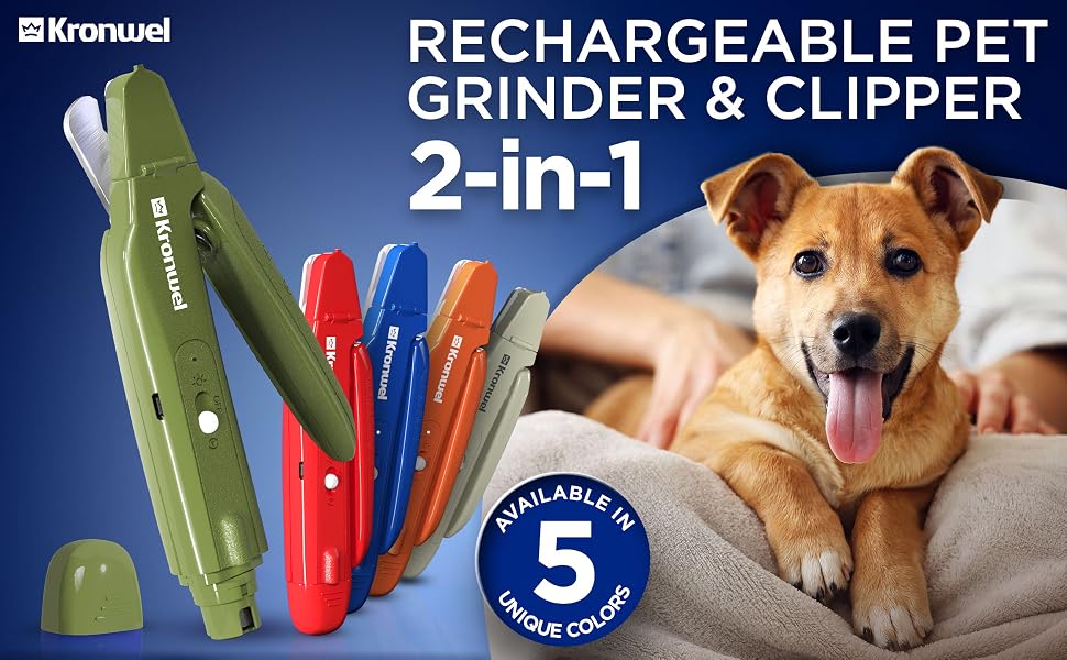Kronwel 2 in 1 rechargeable dog nail grinder & clipper