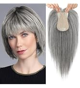 Flufymooz 100% Real Human Hair Toppers, 12 Inch Human Hair Toppers for Thinning Hair Large Hand-w...