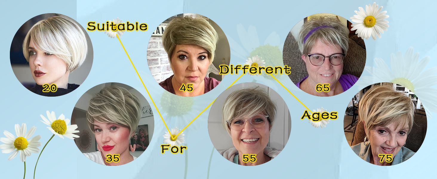 Short Pixie Cut Wigs for White Women