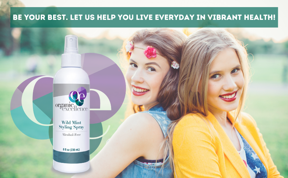 Organic Excellence Wild Mint Hair Styling Spray For All Hair Types Alcohol-Free