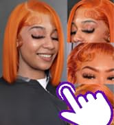 orange ginger bob wig human hair 350 lace front bob wigs human hair for women