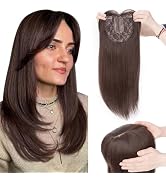 Hairro Hair Toppers with Bangs for Women, Add Volume Length with Invisible Clips In Hairpieces Sy...