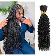 Curly Human Braiding Hair for Boho Braids Bohemian Water Wave Bulk 100% Human Hair for Micro Brai...