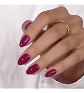KQueenest Dark Purple Press On Nails Short Oval - Acrylic Press On Nails with Glue, Almond Short ...