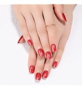 Stbisen Red Press on Nails Short Square, Chrome Press on Nails, Fashion Gel Fake Nails, Reusable ...