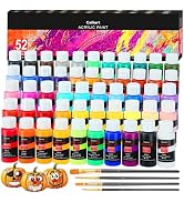 Caliart Acrylic Paint Set With 4 Brushes, 52 Colors (59ml, 2oz) Art Craft Paints for Artists Kids...