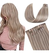 LaaVoo Seamless Clip in Hair Extensions Human Hair Blonde Highlights Clip in Human Hair Extension...