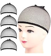 Wig Cap, FANDAMEI 4PCS Black Mesh Wig Cap Net, Closed End Hair Mesh Net Wig Caps, Liner Weaving C...