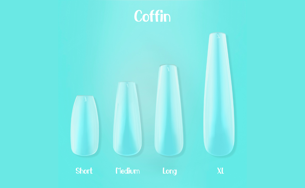 Coffin Soft gel tip shapes and lengths