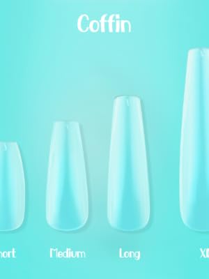 Coffin Soft gel tip shapes and lengths