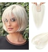 Flufymooz Real Human Hair Toppers for women, 10 Inch Clip in Bangs 100％ Human Hair Toppers for Th...