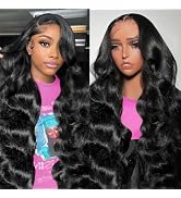 13x6 Lace Front Wigs Human Hair Pre Plucked 200% Density Body Wave HD Lace Front Wigs Human Hair ...