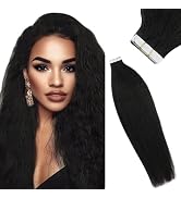 Sunny Hair Kinky Straight Tape in Hair Extensions Human Hair Yaki Tape in Hair Extensions 50G Bla...