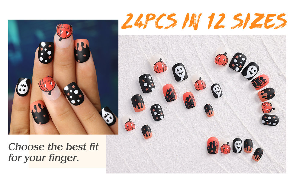 Halloween extra short square nails for women