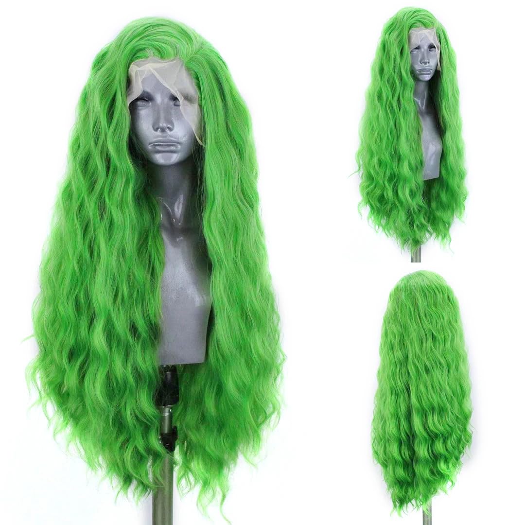100% Human Hair Green Lace Front Wig for Women Natural Look and Feel
