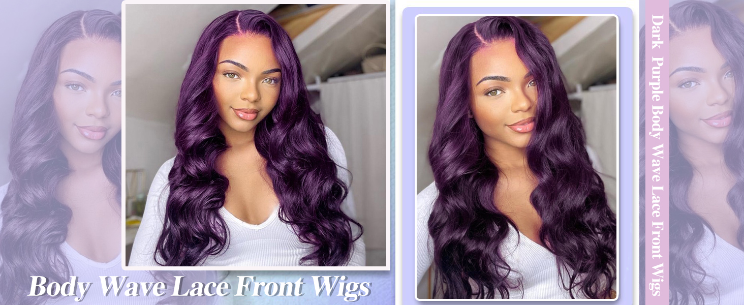purple lace front wig human hair