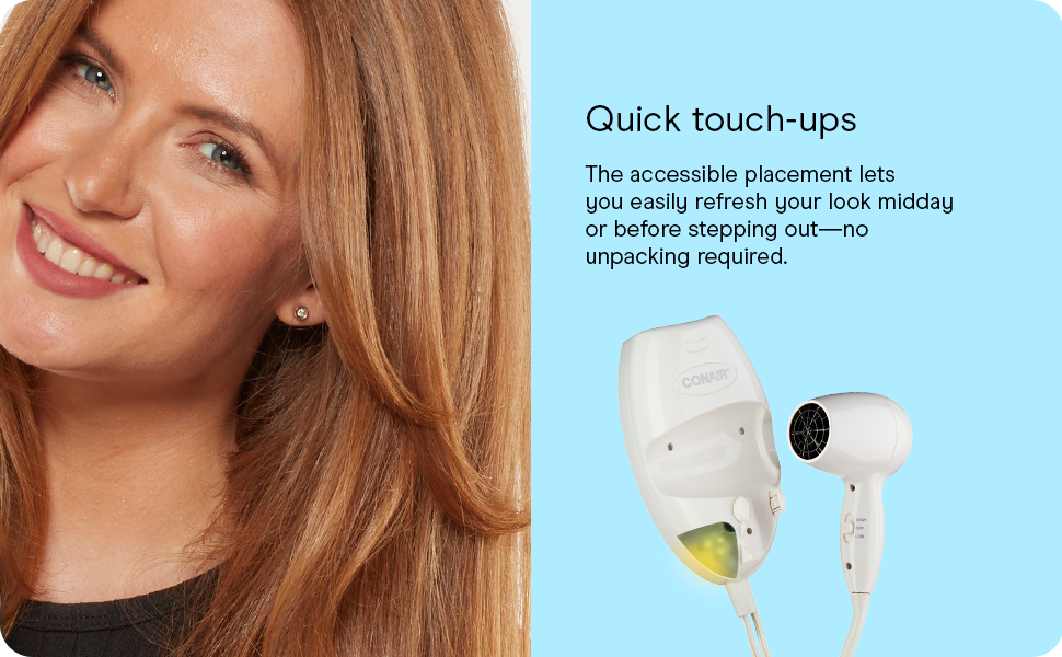 Conair Wall Mount Hair Dryer for quick touch-ups.