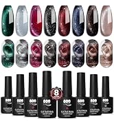 YTD Likomey Cat Eye Gel Nail Polish Set,8 Colors Crystal Magnetic Glitter with Magnet Stick Kit,S...