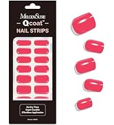 MelodySusie Qcoat Fully Cured Gel Nail Strips (Hot Pink) - UV Free Nail Polish Strips, Salon-Qual...