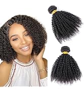 VIYAVIYA Afro Curly Hair Extensions for Black Women Natural Color 100% Human Hair One Bundles 14 ...