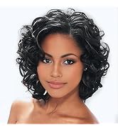 SEVENCOLORS Short Curly Wigs for Black Women Glueless Soft Short Black Hair Wigs Natural Looking ...