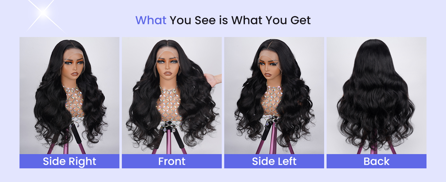 13x4 Body Wave Lace Front Wigs Human Hair Pre Plucked 180% Density HD Transparent Lace Frontal Wigs