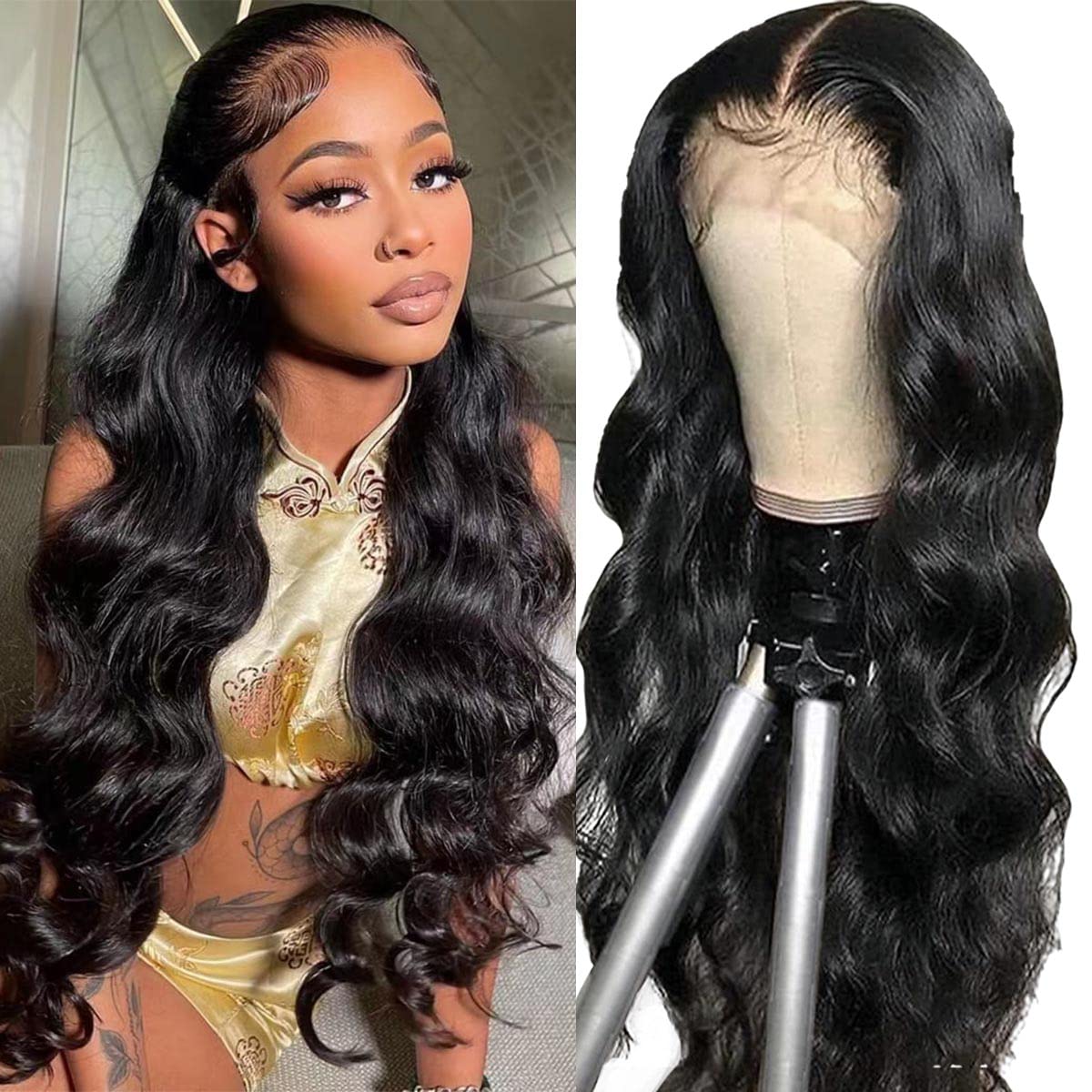 13x4 Body Wave Lace Front Wigs Human Hair 180% Density 28 Inch Human Hair Wigs Pre Plucked Frontal Wigs Human Hair Natural Hairline 13x4 HD Lace Front Wigs Human Hair
