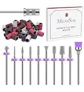 MelodySusie Nail Drill Bits, 10Pcs Diamond Sanding Bit Set with 40pcs Sanding Bands (#120#180#240...