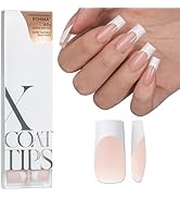 BTArtboxnails Soft Gel Nail Tips - 150pcs Long Square French Tip Press on Nails Nude Acrylic Nail...