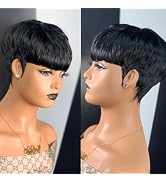 QiaQiaRing Pixie Cut Wig Human Hair For Black Women Chic Elegent Short Layered Pixie Cut Human Ha...