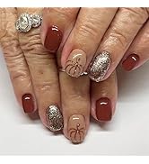 Halloween Press on Nails Short Square Fall Fake Nails Pumpkin Color Full Cover Pumpkin False Nail...