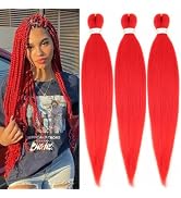 Red Braiding Hair Pre stretched 30 Inch 3 Packs Kanekalon Pre-stretched Braiding Hair EZ Braid Ho...