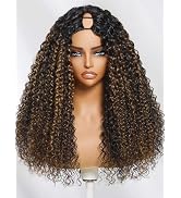Beauty Forever Balayage Brown EasiContour V Part Wigs Human Hair Jerry Curly Glueless Highlight C...
