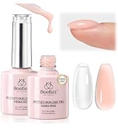 Beetles Builder Gel for Nails Hema-Free,2PCS 7 in 1 Clear & Nude Strengthener Gel for Building Na...