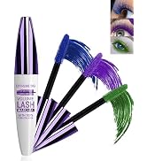 5D Colored Mascara for Eyelashes-3 Colors Blue Purple Green Longlasting Waterproof Mascara Volume...