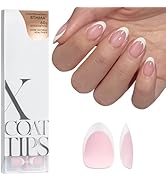 BTArtboxnails French Gel Nail Tips - French Tip Press on Nails Pink Extra Short Almond XCOATTIPS ...