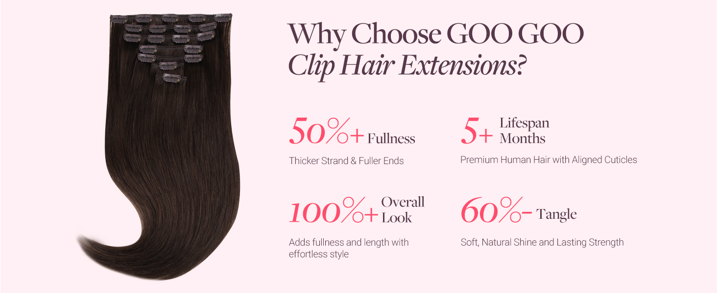 googoo clip in hair extensions real human hair straight hair