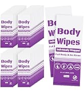 50Pcs Disposable Body Wipes, 7.8 x 9.8 inch Individually Wrapped Bath Wipes for Women and Men, No...