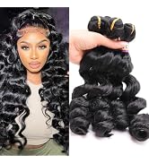 ZHENLISI 4 Bundles Loose Wave Quick Weave Hair Bundles High Temperature Synthetic Fiber Hair Weav...