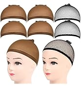 FANDAMEI Wig Caps, 6PCS Wig caps Includes 4PCS Dark Brown Nylon Wig Caps and 2PCS Black Mesh Wig ...