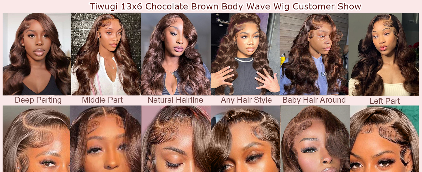 Chocolate Brown 13x6 Lace Front Wigs Human Hair 