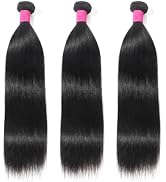 Arabella Bundles Human Hair Straight Bundles Human Hair (16 18 20 Inch) Natural Black Hair Bundle...