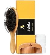 Premium Boar Bristle Hair Brush for Thick Hair Set. Hairbrush for Women With Thick, Long or Curly...