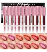 LANGMANNI 12Pcs Lip gloss Collection Makeup Set, Shiny Smooth Soft Liquid Lip Glosses Lip Stain W...