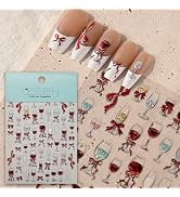 CESTSIREN Sparkling Wine Glass Nail Art Stickers, Glittering Shinny Nail Decals, for Nail Art Des...