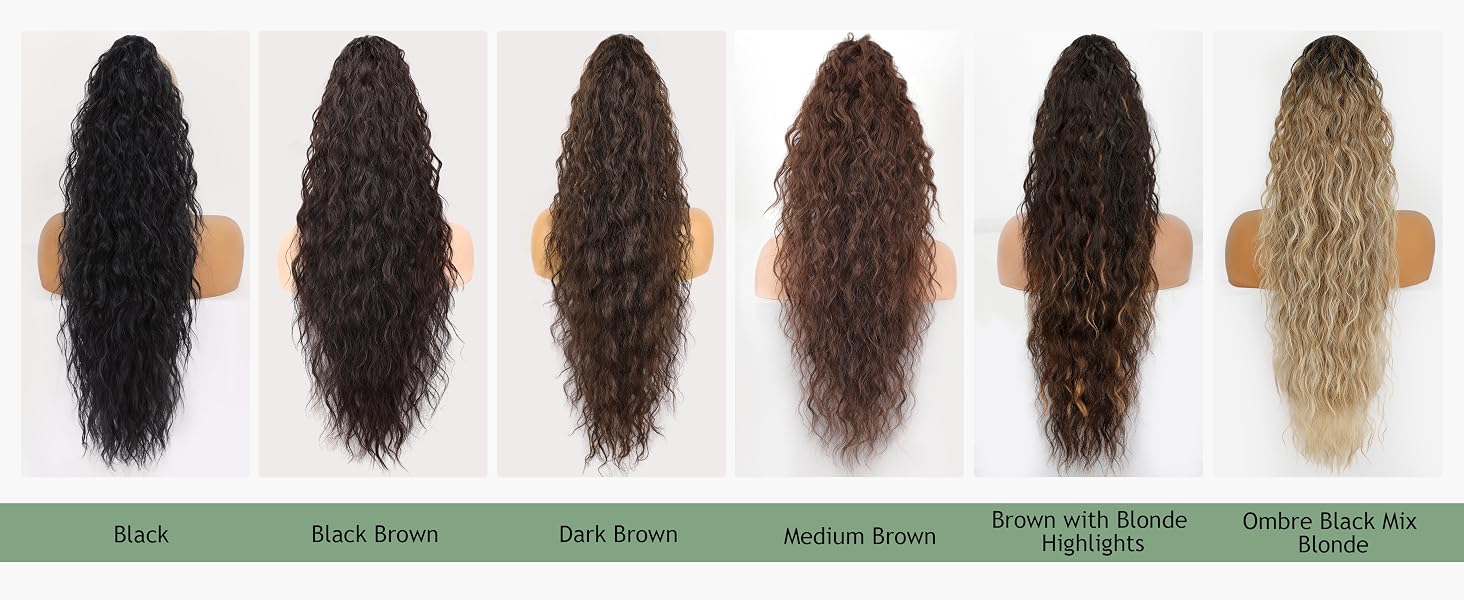 Claw Long Wavy Ponytail Extension Black Brown 30