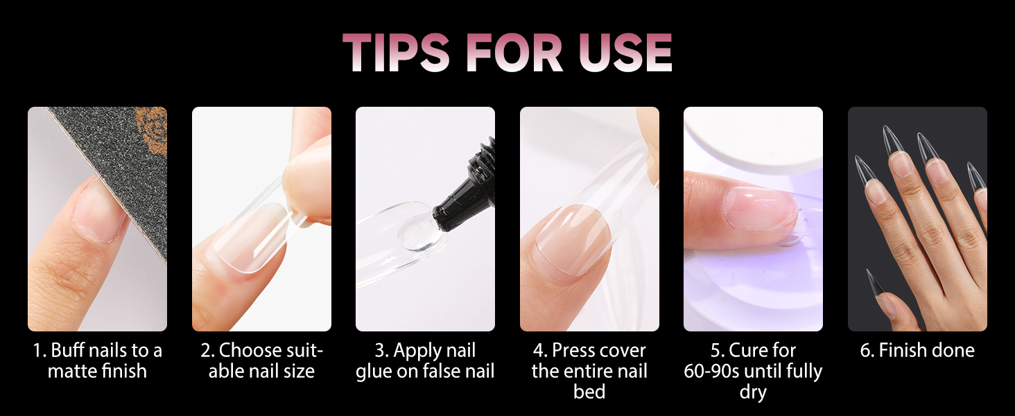 UNA GELLA Long Stiletto Nail Tips 