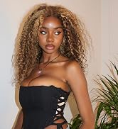 Aveiyce Highlight Ombre HD Transparent 13x4 Lace Front Wigs Human Hair 180% Density Honey Blonde ...